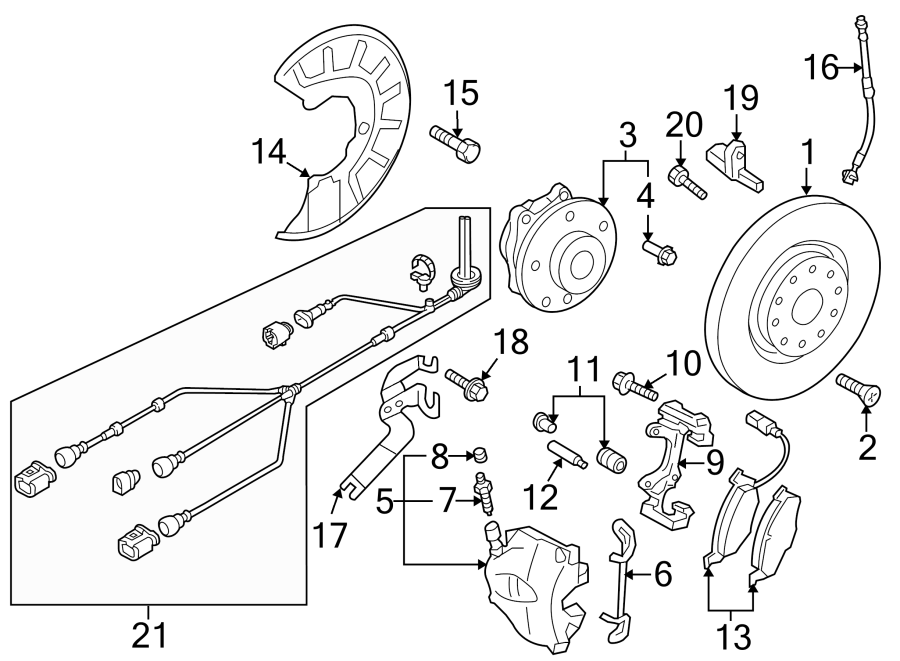 2015 Audi Abs wheel speed sensor wiring harness. Brake ...